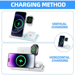 Station de Charge sans Fil 3 en 1 | Support Induction Pliable et Portable pour Phone 16 15 14 13 12, AppIe Watch Ultra 2/10/9-6 