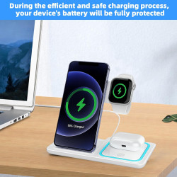 Station de Charge sans Fil 3 en 1 | Support Induction Pliable et Portable pour Phone 16 15 14 13 12, AppIe Watch Ultra 2/10/9-6 