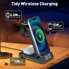 Chargeur Induction iPhone 5 en 1 avec Horloge LED, Chargeur sans Fil Rapide Pliable, Station de Charge pour iPhone, Montre et Éc