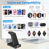 Chargeur Induction iPhone 5 en 1 avec Horloge LED, Chargeur sans Fil Rapide Pliable, Station de Charge pour iPhone, Montre et Éc