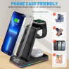 Chargeur Induction iPhone 5 en 1 avec Horloge LED, Chargeur sans Fil Rapide Pliable, Station de Charge pour iPhone, Montre et Éc