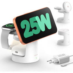 SODI UltraCharge Station de Charge 3 en 1, Chargeur Induction 25 W, Chargeur sans Fil Magnétique avec Veilleuse pour iPhone 17/1