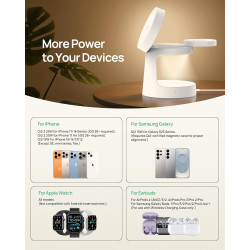 SODI UltraCharge Station de Charge 3 en 1, Chargeur Induction 25 W, Chargeur sans Fil Magnétique avec Veilleuse pour iPhone 17/1