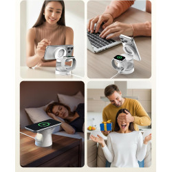 SODI UltraCharge Station de Charge 3 en 1, Chargeur Induction 25 W, Chargeur sans Fil Magnétique avec Veilleuse pour iPhone 17/1