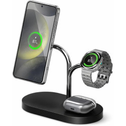 Chargeur Induction Samsung S25, Magnétique 15W, Recharge Simultanée : Smartphone, Watch, Buds (Chargeur 45W Total). Station de C