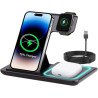 Station de Charge sans Fil 3 en 1 pour iPhone 15/14/13/12 Pro/Pro Max, pour Samsung Galaxy S24/S23/Z Flip/Z Fold, Chargeur à Ind