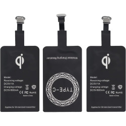 3 Stück Récepteur de Charge sans Fil,Récepteur Qi Type C pour Charge sans Fil 5V 1000mA,Récepteur de Charge de Type C Fin et Eff