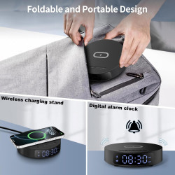 Chargeur Induction, Chargeur sans Fil avec Réveil Numérique,Station de Charge pour iPhone/Samsung Galaxy/Pixel, Réveil de Chevet