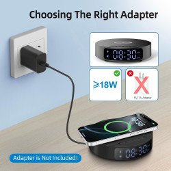 Chargeur Induction, Chargeur sans Fil avec Réveil Numérique,Station de Charge pour iPhone/Samsung Galaxy/Pixel, Réveil de Chevet
