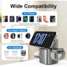 Station de Charge à Induction 3-en-1 QI2, Charge sans Fil, Prend en Charge la Charge Rapide, Support de téléphone Compatible ave