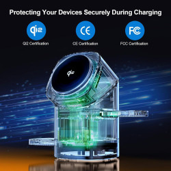 Station de Charge à Induction 3-en-1 QI2, Charge sans Fil, Prend en Charge la Charge Rapide, Support de téléphone Compatible ave