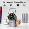 Station de Charge à Induction 3-en-1 QI2, Charge sans Fil, Prend en Charge la Charge Rapide, Support de téléphone Compatible ave