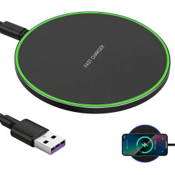 Chargeur sans Fil 35W Rapide Qi, Pad de Recharge Induction Ultra Fin Compatible avec Phone 16/15/14/13/12/11 Pro Max Plus, Pods 