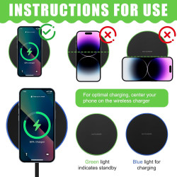 Chargeur sans Fil 35W Rapide Qi, Pad de Recharge Induction Ultra Fin Compatible avec Phone 16/15/14/13/12/11 Pro Max Plus, Pods 