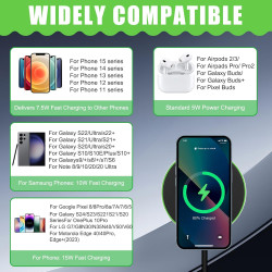 Chargeur sans Fil 35W Rapide Qi, Pad de Recharge Induction Ultra Fin Compatible avec Phone 16/15/14/13/12/11 Pro Max Plus, Pods 