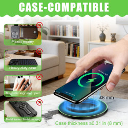 Chargeur sans Fil 35W Rapide Qi, Pad de Recharge Induction Ultra Fin Compatible avec Phone 16/15/14/13/12/11 Pro Max Plus, Pods 