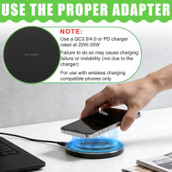 Chargeur sans Fil 35W Rapide Qi, Pad de Recharge Induction Ultra Fin Compatible avec Phone 16/15/14/13/12/11 Pro Max Plus, Pods 
