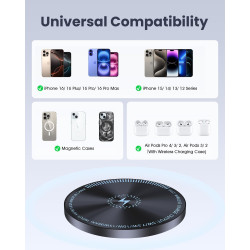 Apple Chargeur Mog-Safe,iPhone Rapide magnétique 15W, Chargeur Induction Compatible avec iPhone 17 Pro Max/17 Pro/17 Plus/17/16/