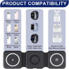 Chargeur Induction for iPhone 3 en 1 Pliable Station de Charge Rapide 15W Chargeur Portable Pliable pour Apple Watch 10 9 8 Ultr