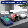 Chargeur Induction for iPhone 3 en 1 Pliable Station de Charge Rapide 15W Chargeur Portable Pliable pour Apple Watch 10 9 8 Ultr