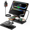 GEEKERA Station de Charge 4-en-1 pour Apple, Câble Escamotable pour iPad, Chargeur Magnétique sans Fil pour iPhone 12-17/Air/Pro