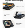 GEEKERA Station de Charge 4-en-1 pour Apple, Câble Escamotable pour iPad, Chargeur Magnétique sans Fil pour iPhone 12-17/Air/Pro