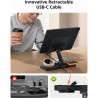 GEEKERA Station de Charge 4-en-1 pour Apple, Câble Escamotable pour iPad, Chargeur Magnétique sans Fil pour iPhone 12-17/Air/Pro