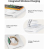 GEEKERA Station de Charge 4-en-1 pour Apple, Câble Escamotable pour iPad, Chargeur Magnétique sans Fil pour iPhone 12-17/Air/Pro