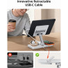 GEEKERA Station de Charge 4-en-1 pour Apple, Câble Escamotable pour iPad, Chargeur Magnétique sans Fil pour iPhone 12-17/Air/Pro