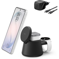 Belkin Ultracharge Station De Charge 3-en-1 avec USB-C pour Montre Connectée (Chargeur Exclu), Chargeur Magnétique Qi2.2 25 W po