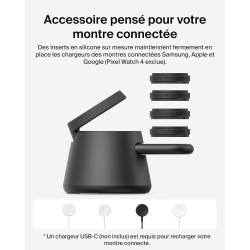 Belkin Ultracharge Station De Charge 3-en-1 avec USB-C pour Montre Connectée (Chargeur Exclu), Chargeur Magnétique Qi2.2 25 W po