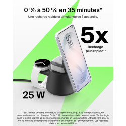 Belkin Ultracharge Station De Charge 3-en-1 avec USB-C pour Montre Connectée (Chargeur Exclu), Chargeur Magnétique Qi2.2 25 W po
