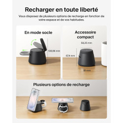 Belkin Ultracharge Station De Charge 3-en-1 avec USB-C pour Montre Connectée (Chargeur Exclu), Chargeur Magnétique Qi2.2 25 W po