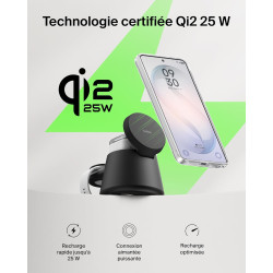 Belkin Ultracharge Station De Charge 3-en-1 avec USB-C pour Montre Connectée (Chargeur Exclu), Chargeur Magnétique Qi2.2 25 W po