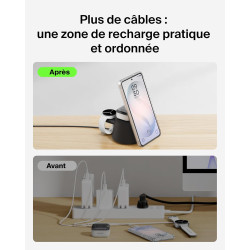 Belkin Ultracharge Station De Charge 3-en-1 avec USB-C pour Montre Connectée (Chargeur Exclu), Chargeur Magnétique Qi2.2 25 W po