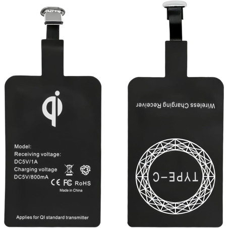 2 Stück Récepteur de Charge sans Fil,Récepteur Qi Type C pour Charge sans Fil 5V 1000mA,Récepteur de Charge de Type C Fin et Eff