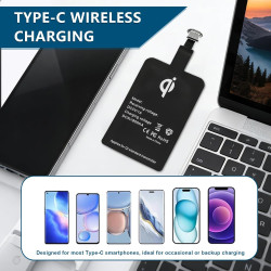 2 Stück Récepteur de Charge sans Fil,Récepteur Qi Type C pour Charge sans Fil 5V 1000mA,Récepteur de Charge de Type C Fin et Eff