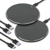 Lot de 2 Chargeurs sans Fil 35W Ultra Rapide Qi, Station de Recharge Inductive USB-C, Chargeur sans Fil Rapide Compatible iPhone
