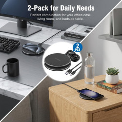 Lot de 2 Chargeurs sans Fil 35W Ultra Rapide Qi, Station de Recharge Inductive USB-C, Chargeur sans Fil Rapide Compatible iPhone