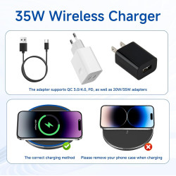 35W Chargeur Induction sans Fil Rapide Station Compatible avec iPhone 16 15 14 Pro Max Samsung Galaxy S25 Ultra S24 Pixel 9 Char