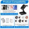 Chargeur sans Fil 3 en 1 Pliable 15W Compatible avec Mag Safe, Station de Charge Rapide pour i Phone 17/16/15/14/13/12, A pple W