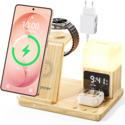 Station de charge 3 en 1 pour Samsung [veilleuse], station de charge inductive pour Samsung S26/S25/S24/S23/ZFlip/Fold, chargeur