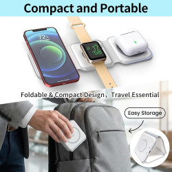 3 en 1 15w Chargeur Induction i Phone Station de Charge Rapide Compatible avec Apple Watch 10/9/8/Ultra/7/6/5/SE, Air/17/16/16e/