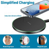 Menibeuty Chargeur sans Fil 20W, Station de Charge Induction Rapide Qi avec Câble USB-C, Compatible avec iPhone 16/15/14/13/12/1