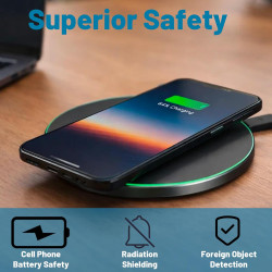 Menibeuty Chargeur sans Fil 20W, Station de Charge Induction Rapide Qi avec Câble USB-C, Compatible avec iPhone 16/15/14/13/12/1