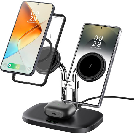SwanScout Chargeur Magnétique Double pour Samsung Galaxy S26 Ultra/S26+/S26/S25/Z Fold/Z Flip/S24/S23 Séries (Étui Magnétique Re