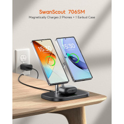 SwanScout Chargeur Magnétique Double pour Samsung Galaxy S26 Ultra/S26+/S26/S25/Z Fold/Z Flip/S24/S23 Séries (Étui Magnétique Re