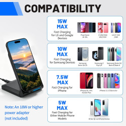 Chargeur Induction Pliable 15W, Chargeur sans Fil Rapide Station de Charge pour iPhone 16 15 14 13 12 Pro Max, Samsung Galaxy S2