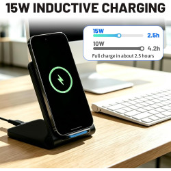 Chargeur Induction Pliable 15W, Chargeur sans Fil Rapide Station de Charge pour iPhone 16 15 14 13 12 Pro Max, Samsung Galaxy S2