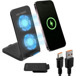 Chargeur Induction Pliable 15W, Chargeur sans Fil Rapide Station de Charge pour iPhone 16 15 14 13 12 Pro Max, Samsung Galaxy S2